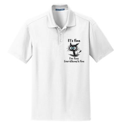 It's Fine I'm Fine Everything Is Fine Funny Black Cat Women Dry Zone Grid Polo