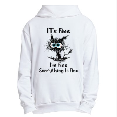 It's Fine I'm Fine Everything Is Fine Funny Black Cat Women Urban Pullover Hoodie