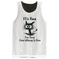 It's Fine I'm Fine Everything Is Fine Funny Black Cat Women Mesh Reversible Basketball Jersey Tank