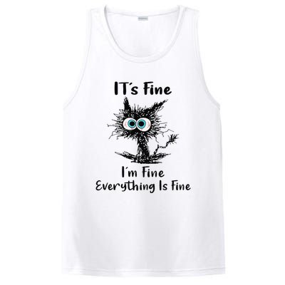 It's Fine I'm Fine Everything Is Fine Funny Black Cat Women PosiCharge Competitor Tank