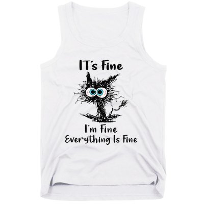 It's Fine I'm Fine Everything Is Fine Funny Black Cat Women Tank Top