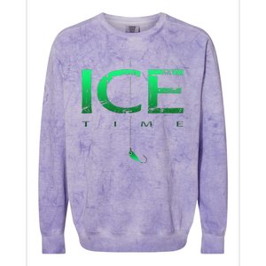 Ice Fishing - Ice Time with Ice Jig - Ice Fisherman Colorblast Crewneck Sweatshirt