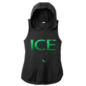 Ice Fishing - Ice Time with Ice Jig - Ice Fisherman Ladies PosiCharge Tri-Blend Wicking Draft Hoodie Tank