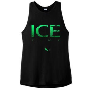 Ice Fishing - Ice Time with Ice Jig - Ice Fisherman Ladies PosiCharge Tri-Blend Wicking Tank