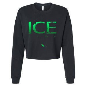 Ice Fishing - Ice Time with Ice Jig - Ice Fisherman Cropped Pullover Crew