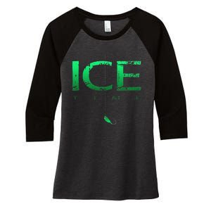 Ice Fishing - Ice Time with Ice Jig - Ice Fisherman Women's Tri-Blend 3/4-Sleeve Raglan Shirt