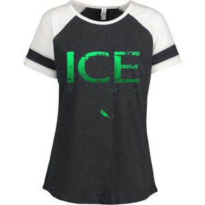 Ice Fishing - Ice Time with Ice Jig - Ice Fisherman Enza Ladies Jersey Colorblock Tee