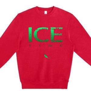 Ice Fishing - Ice Time with Ice Jig - Ice Fisherman Premium Crewneck Sweatshirt