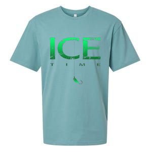 Ice Fishing - Ice Time with Ice Jig - Ice Fisherman Sueded Cloud Jersey T-Shirt