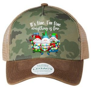 Its Fine Im Fine Everything Is Fine Gnome Christmas Lights Gift Legacy Tie Dye Trucker Hat