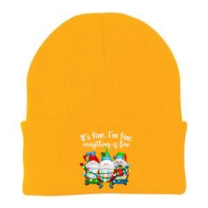 Its Fine Im Fine Everything Is Fine Gnome Christmas Lights Gift Knit Cap Winter Beanie