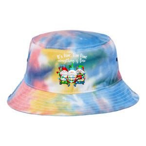 Its Fine Im Fine Everything Is Fine Gnome Christmas Lights Gift Tie Dye Newport Bucket Hat