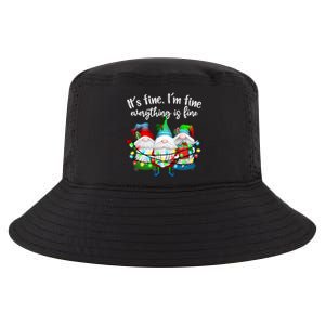 Its Fine Im Fine Everything Is Fine Gnome Christmas Lights Gift Cool Comfort Performance Bucket Hat