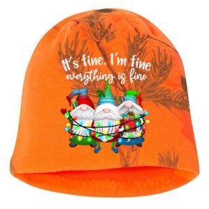 Its Fine Im Fine Everything Is Fine Gnome Christmas Lights Gift Kati - Camo Knit Beanie