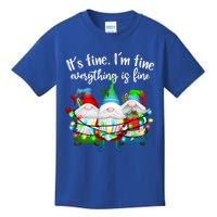 Its Fine Im Fine Everything Is Fine Gnome Christmas Lights Gift Kids T-Shirt