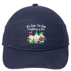 Its Fine Im Fine Everything Is Fine Gnome Christmas Lights Gift 7-Panel Snapback Hat