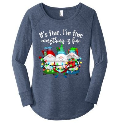 Its Fine Im Fine Everything Is Fine Gnome Christmas Lights Gift Women's Perfect Tri Tunic Long Sleeve Shirt