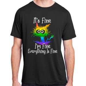 It's Fine I'm Fine Everything Is Fine Rainbow Funny Cat Long Sleeve Adult ChromaSoft Performance T-Shirt