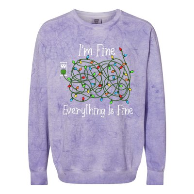 It's Fine I'm Fine Everything Is Fine Funny Christmas Lights  Colorblast Crewneck Sweatshirt