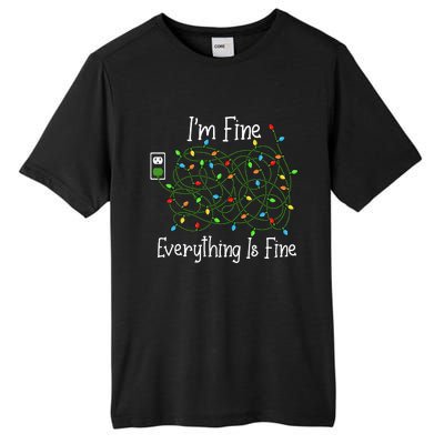 It's Fine I'm Fine Everything Is Fine Funny Christmas Lights  Tall Fusion ChromaSoft Performance T-Shirt