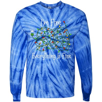 It's Fine I'm Fine Everything Is Fine Funny Christmas Lights  Tie-Dye Long Sleeve Shirt