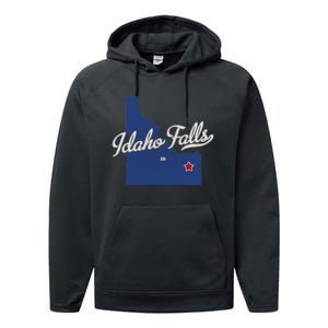 Idaho Falls Idaho ID Map Performance Fleece Hoodie