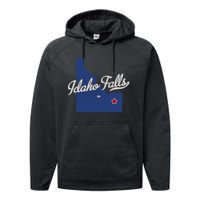 Idaho Falls Idaho ID Map Performance Fleece Hoodie