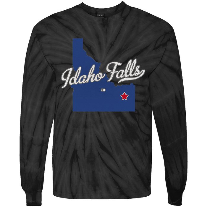 Idaho Falls Idaho ID Map Tie-Dye Long Sleeve Shirt