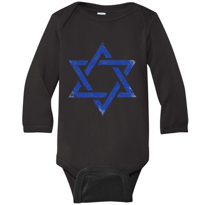 Israeli Flag Israel Jewish Symbol Star Of David Pride Israel Baby Long Sleeve Bodysuit