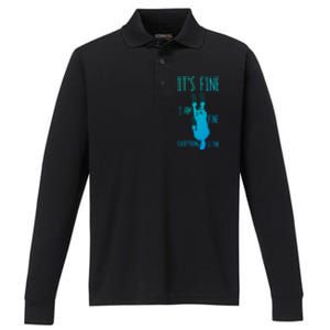 ItS Fine IM Fine Everything Is Fine Scratching Cat Funny Gift Performance Long Sleeve Polo