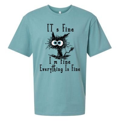 Its Fine Im Fine Everything Is Fine Funny Cat Sueded Cloud Jersey T-Shirt