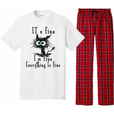 Its Fine Im Fine Everything Is Fine Funny Cat Pajama Set