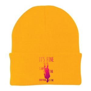 ItS Fine IM Fine Everything Is Fine Scratching Cat Funny Gift Knit Cap Winter Beanie