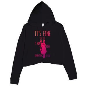 ItS Fine IM Fine Everything Is Fine Scratching Cat Funny Gift Crop Fleece Hoodie