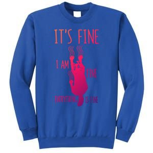 ItS Fine IM Fine Everything Is Fine Scratching Cat Funny Gift Tall Sweatshirt