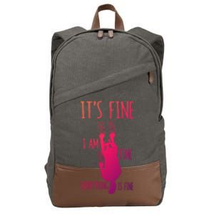 ItS Fine IM Fine Everything Is Fine Scratching Cat Funny Gift Cotton Canvas Backpack