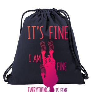 ItS Fine IM Fine Everything Is Fine Scratching Cat Funny Gift Drawstring Bag