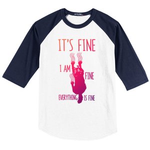 ItS Fine IM Fine Everything Is Fine Scratching Cat Funny Gift Baseball Sleeve Shirt