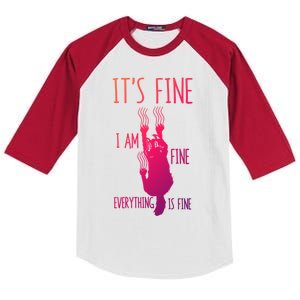 ItS Fine IM Fine Everything Is Fine Scratching Cat Funny Gift Kids Colorblock Raglan Jersey