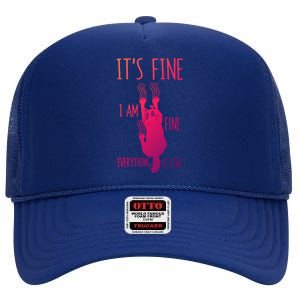 ItS Fine IM Fine Everything Is Fine Scratching Cat Funny Gift High Crown Mesh Back Trucker Hat