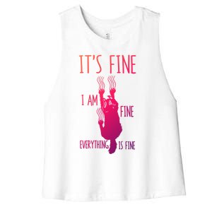 ItS Fine IM Fine Everything Is Fine Scratching Cat Funny Gift Women's Racerback Cropped Tank