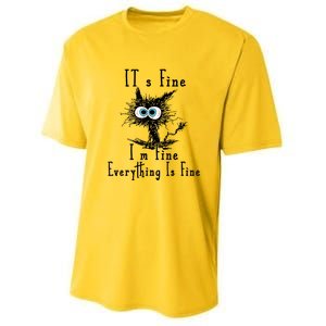 Its Fine Im Fine Everything Is Fine Funny Cat Youth Performance Sprint T-Shirt