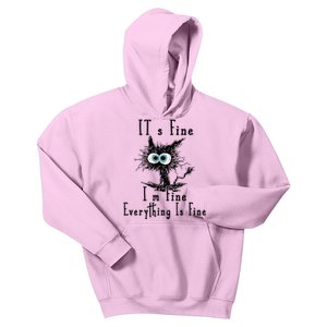 Its Fine Im Fine Everything Is Fine Funny Cat Kids Hoodie