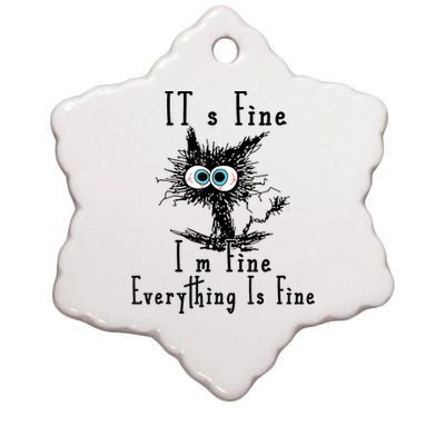 Its Fine Im Fine Everything Is Fine Funny Cat Ceramic Star Ornament