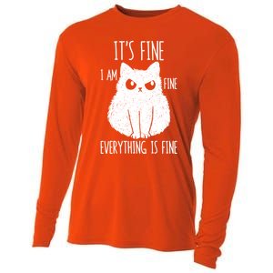 ItS Fine IM Fine Everything Is Fine Stressed Freakedout Gift Cooling Performance Long Sleeve Crew