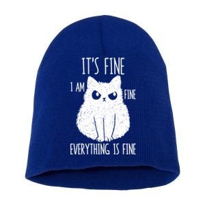 ItS Fine IM Fine Everything Is Fine Stressed Freakedout Gift Short Acrylic Beanie