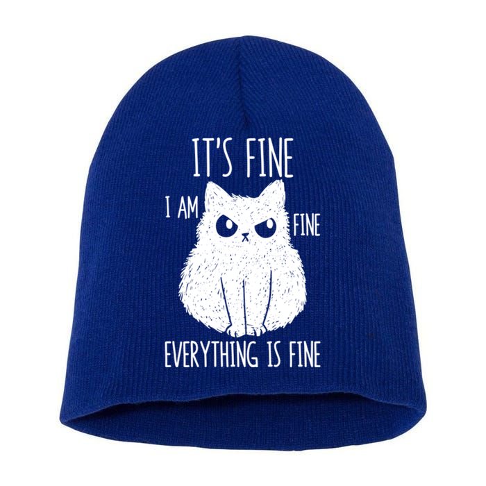 ItS Fine IM Fine Everything Is Fine Stressed Freakedout Gift Short Acrylic Beanie