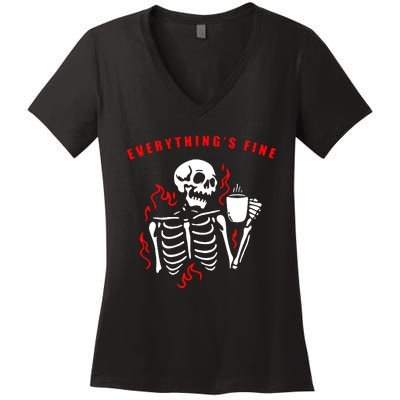 Im Fine Its Fine Everything Is Fine Women's V-Neck T-Shirt