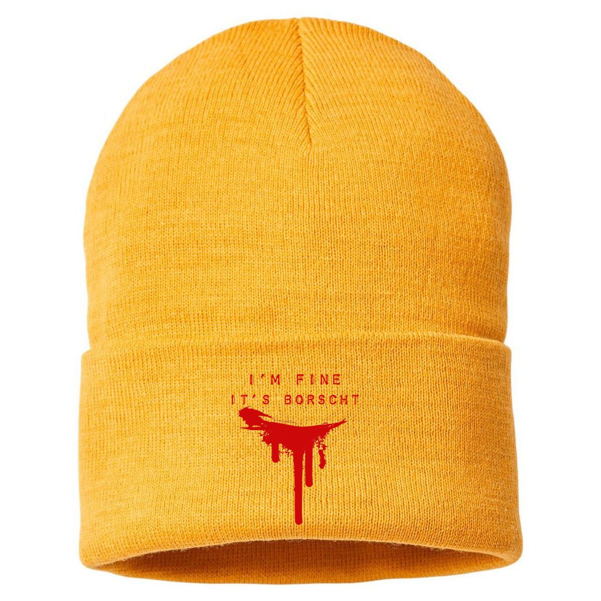 IM Fine ItS Borscht Funny Russian Beets Soup Blood Splat Sustainable Knit Beanie