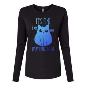 ItS Fine IM Fine Everything Is Fine Stressedout Black Cat Cool Gift Womens Cotton Relaxed Long Sleeve T-Shirt